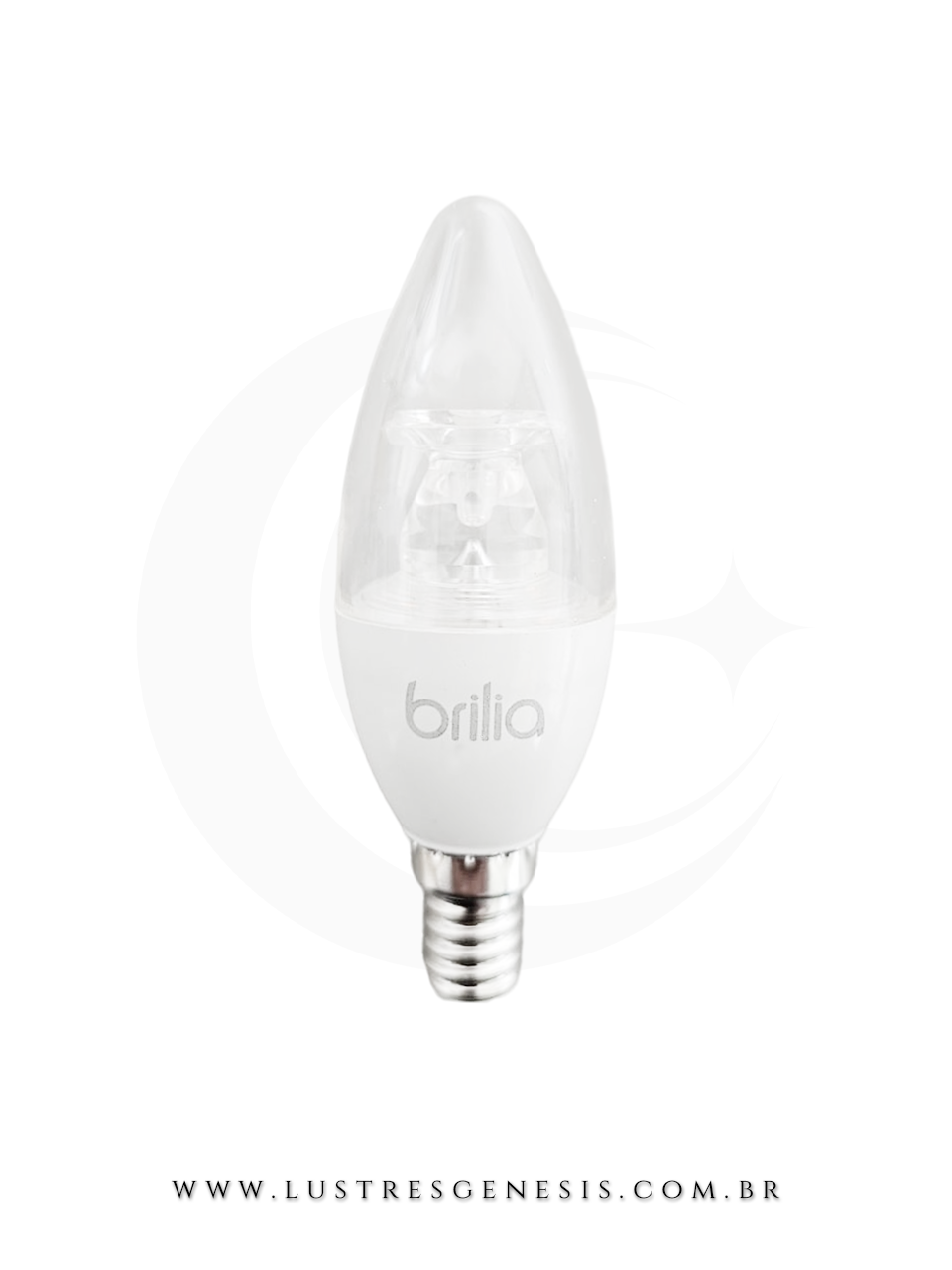 Luminaria LED Vela Lisa E14 Transparente 3W Branco Quente 3000K Ideal Para Lustre Pendente Sala Quarto Cabeceira Corredor Lavabo